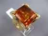 EXTRA LARGE 36.70CT DIAMOND AAA CITRINE 14KT YELLOW GOLD EMERALD CUT FLOWER RING