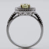 LARGE 1.46CT WHITE & CANARY DIAMOND 18KT 2 TONE GOLD DOUBLE HALO ENGAGEMENT RING