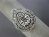 LARGE 18KT WHITE GOLD ENGAGEMENT RING. 3D CLUSTER PEAR SHAPE DOUBLE HALO DESIGN