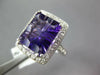 LARGE 4.96CT DIAMOND & AAA AMETHYST 14KT WHITE GOLD CUSHION HALO FILIGREE RING