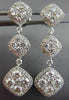 ESTATE 2.60CT DIAMOND 14KT WHITE GOLD 3D SQUARE ETOILE FILIGREE HANGING EARRINGS