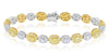 WIDE 8.16CT DIAMOND & FANCY YELLOW 18K 2 TONE GOLD OVAL ETERNITY FLORAL BRACELET