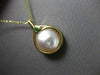 ESTATE .10CT AAA EMERALD & AAA MABE PEARL 14KT YELLOW GOLD PENDANT W/ CHAIN #330