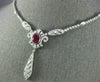 ANTIQUE LARGE 9.90CT DIAMOND & AAA RUBY 18K WHITE GOLD 3D LARIAT TENNIS NECKLACE