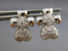ESTATE .65CT DIAMOND 14K WHITE GOLD 3D CLASSIC PAVE HEART FLOWER EARRINGS #16559