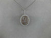 ESTATE LARGE 1.86CT WHITE & PINK DIAMOND 18K 2 TONE GOLD 3D CLUSTER OVAL PENDANT