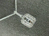 ESTATE .45CT DIAMOND 18K WHITE GOLD ROUND & BAGUETTE CLUSTER SQUARE HALO PENDANT