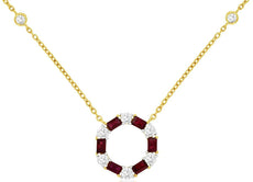 1.2CT DIAMOND & AAA RUBY 14KT YELLOW GOLD 3D CIRCLE OF LIFE BY THE YARD NECKLACE