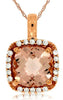 ESTATE 2.13CT DIAMOND & AAA MORGANITE 14K ROSE GOLD SQUARE HALO FLOATING PENDANT