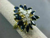 ESTATE LARGE 3.40CT DIAMOND & AAA SAPPHIRE 14K 2 TONE GOLD 3D FLOWER RING 20815