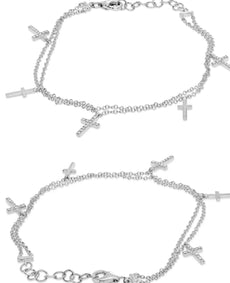 .11CT DIAMOND 14KT WHITE GOLD ROUND MULTI CROSS BY THE YARD ADJUSTABLE BRACELET