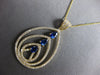 EXTRA LARGE 2.94CT DIAMOND & AAA SAPPHIRE 14KT YELLOW GOLD 3D TEAR DROP PENDANT