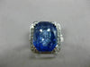 ESTATE EXTRA LARGE 12.25CT DIAMOND & AAA SAPPHIRE 14K WHITE GOLD ENGAGEMENT RING