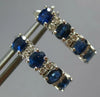 2.27CT DIAMOND AAA SAPPHIRE 14K WHITE GOLD OVAL & ROUND 4 STONE HANGING EARRINGS