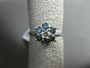 ESTATE .68CT WHITE & BLUE DIAMONDS 14KT WHITE GOLD 3D FLOWER SOLITAIRE LOVE RING