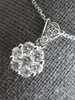 ESTATE .75CT DIAMOND 14KT WHITE GOLD 3D CLASSIC FLOWER LOVE FLOATING PENDANT