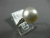 ANTIQUE LARGE .10CT DIAMOND & AAA SOUTH SEA PEARL PLATINUM 3D ENGAGEMENT RING