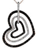 .86CT WHITE & BLACK DIAMOND 14KT YELLOW GOLD 3D OPEN HEART LOVE FLOATING PENDANT