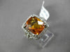 ESTATE LARGE 4.93CT DIAMOND & EXTRA FACET CITRINE 14KT WHITE GOLD HALO LEAF RING