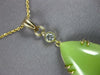 EXTRA LARGE .10CT OLD MINE DIAMOND & AAA JADE 14KT YELLOW GOLD 3D PENDANT 27336