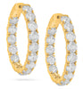 9.15CT DIAMOND 18K YELLOW GOLD 3D CLASSIC ROUND INSIDE OUT HOOP HANGING EARRINGS