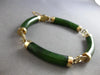 ANTIQUE LARGE & LONG AAA CHINESE JADE 14K YELLOW GOLD CUFF LUCKY BRACELET #28088