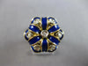 ANTIQUE LARGE .18CT OLD MINE DIAMOND & BLUE ENAMEL 18KT 2 TONE GOLD RING #27709