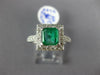 LARGE 1.55CT DIAMOND & AAA EMERALD 14K WHITE GOLD SQUARE & ROUND ENGAGEMENT RING
