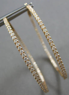 EXTRA LARGE 2.39CT DIAMOND 18KT ROSE GOLD ROUND INSIDE OUT HOOP HANGING EARRINGS