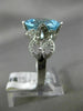 ESTATE LARGE 7.69CT DIAMOND & AAA BLUE TOPAZ 14KT WHITE GOLD 3D SQUARE RING
