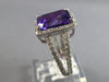 LARGE 6.22CT DIAMOND & AAA AMETHYST 14K WHITE GOLD EMERALD CUT & ROUND HALO RING