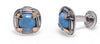AAA TURQUOISE 18K YELLOW GOLD & 925 SILVER HANDCRAFTED FILIGREE SQUARE CUFFLINKS
