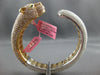 25.08CT WHITE & PINK DIAMOND & AAA EMERALD 18K WHITE & ROSE GOLD BANGLE BRACELET