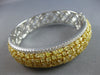 LARGE 13.44CT WHITE & FANCY YELLOW DIAMOND 18KT 2 TONE GOLD CUFF BANGLE BRACELET
