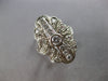 ANTIQUE LARGE .85CT DIAMOND 14KT WHITE GOLD 3D FILIGREE FLORAL FUN RING #28141