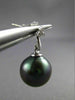 ESTATE .06CT DIAMOND 14KT WHITE GOLD AAA TAHITIAN PEARL 3 STONE HANGING EARRINGS
