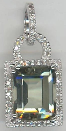 3.71CT DIAMOND & AAA GREEN AMETHYST 14K WHITE GOLD 3D LOVE KNOT FLOATING PENDANT