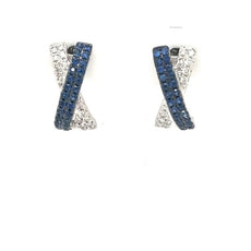 .72CT DIAMOND & AAA SAPPHIRE 18KT WHITE GOLD 3D MULTI ROW CRISS CROSS X EARRINGS