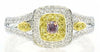 .42CT WHITE PINK & FANCY YELLOW DIAMOND 18KT TRI COLOR GOLD HALO ENGAGEMENT RING