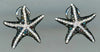 LARGE 1.15CT WHITE & BLACK DIAMOND 14KT WHITE GOLD 3D STARFISH CLIP ON EARRINGS