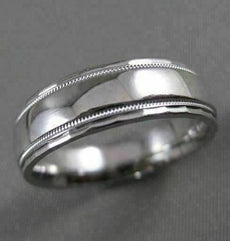 ESTATE SOLID PLATINUM MENS MILGRAIN WEDDING BAND RING 6MM WIDE SIZE 9.75
