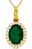 1.24CT DIAMOND & AAA EMERALD 14KT YELLOW GOLD OVAL & ROUND HALO FLOATING PENDANT