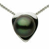 ESTATE AAA TAHITIAN PEARL 18KT WHITE GOLD SOLITAIRE HEART SHAPE FLOATING PENDANT