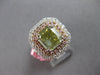 LARGE GIA 4.34CT WHITE PINK & BROWNISH GREEN DIAMOND 18KT WHITE & ROSE GOLD RING