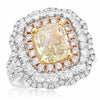 EXTRA LARGE 4.89CT MULTI COLOR DIAMOND 18KT WHITE GOLD CUSHION ENGAGEMENT RING