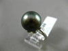 ESTATE LARGE .38CT DIAMOND 18KT WHITE GOLD TAHITIAN PEARL FLOWER SOLITARE RING