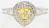 WIDE 1.34CT WHITE & FANCY YELLOW DIAMOND 18K 2 TONE GOLD 3D HALO ENGAGEMENT RING