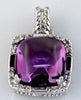 LARGE 5.80CT DIAMOND & AAA AMETHYST 14KT WHITE GOLD SQUARE HALO FLOATING PENDANT