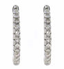 1.8CT DIAMOND 18KT WHITE GOLD 3D ROUND CLASSIC PAVE HOOP HUGGIE HANGING EARRINGS