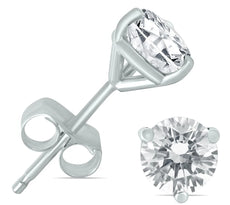 ESTATE .50CT DIAMOND 14KT WHITE GOLD CLASSIC ROUND 3 PRONG MARTINI STUD EARRINGS